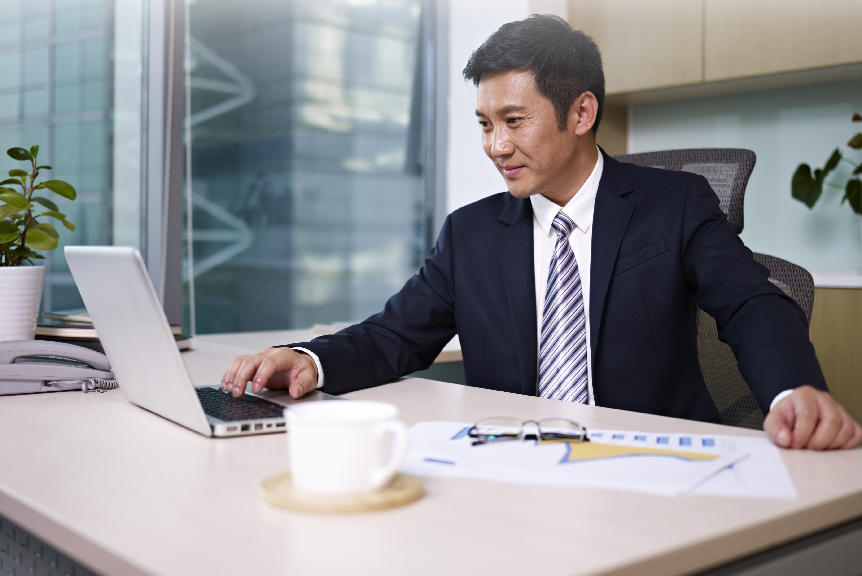 man working at desk