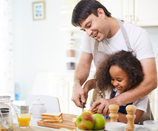 Parent cooking with child